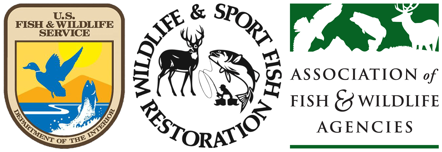 logos for U.S. Fish and Wildlife Service, Wildlife & Sport Fish Restoration, and Association of Fish & Wildlife Agencies